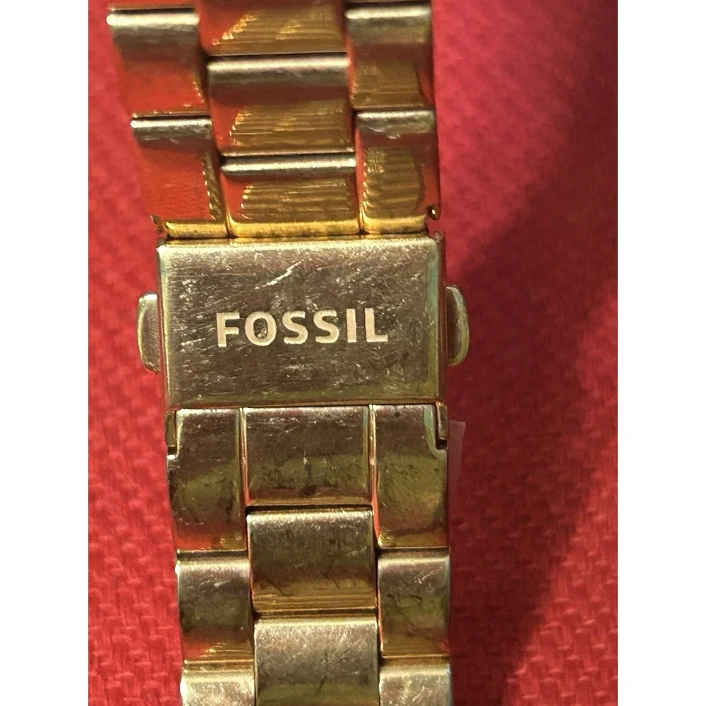 Fossil Watch Band 18mm Gold Tone Featuring Crystal Accents Stainless Steel New
